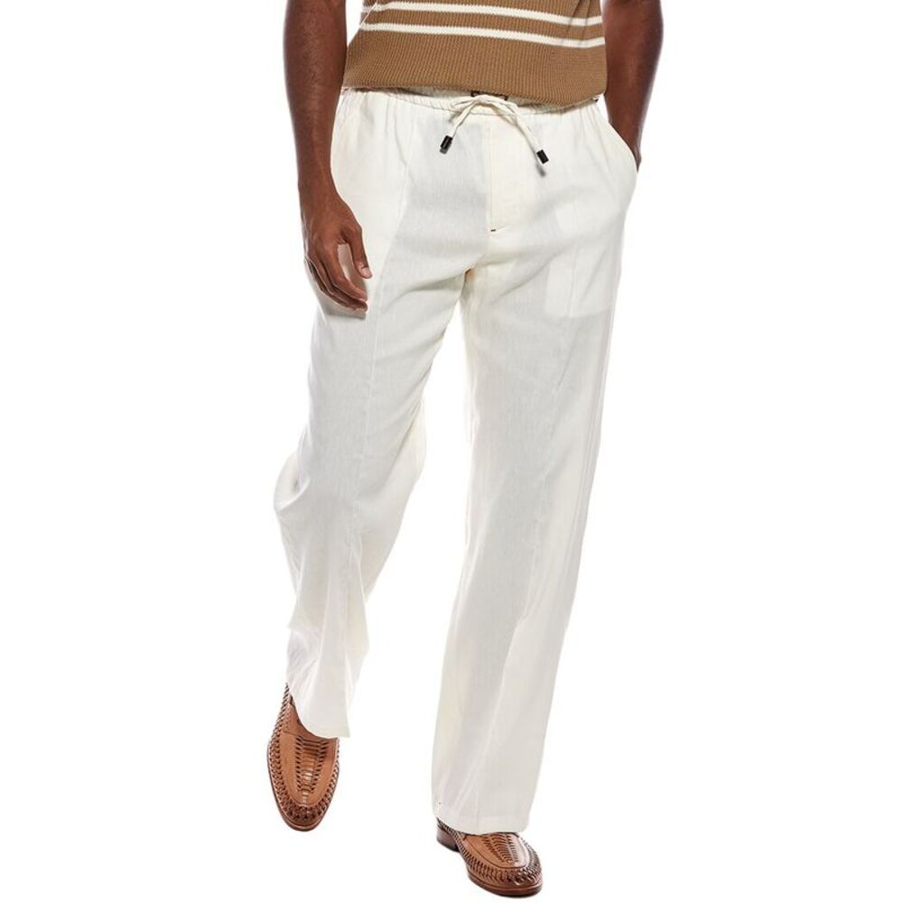 Isaia Mens  Wool & Linen-Blend Trouser, White